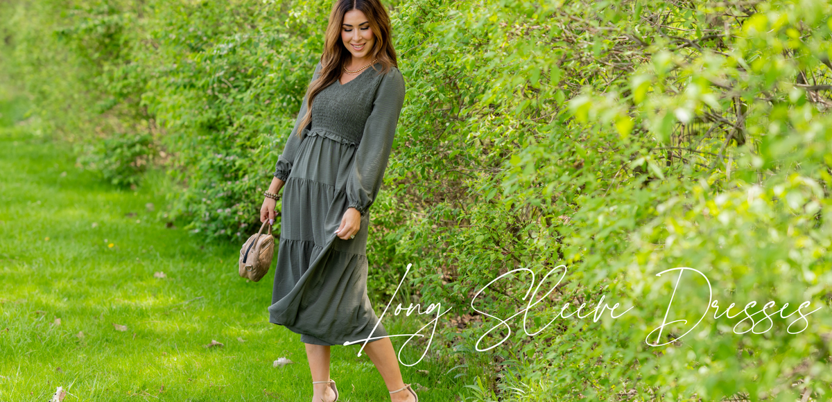 knee length dresses for ladies Spring Temperament Black Maxi Dress and Elegant High Neck Long Sleeve Dress with Floral Accent (MA220), Black / XXL
