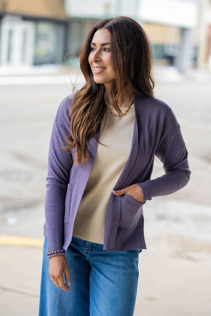 Betsey's Lavender Easy Days Side Slit Cardigan - Betsey's Boutique