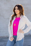Muted Mixed Stripes Button Up Blouse