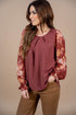 Rose Sleeve Solid Body Blouse