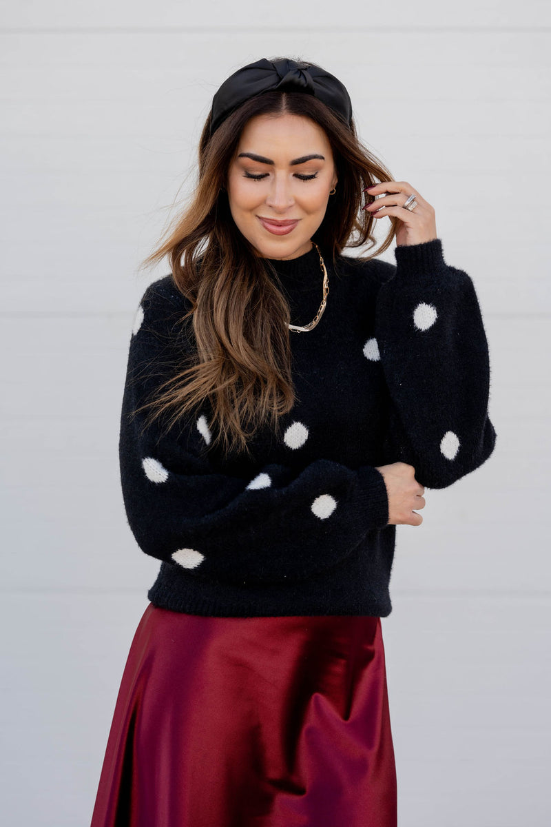 Mother Polka Dot Reversible Mock Neck Sweatshirt