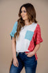 Stitched Squares Tri Colored Blouse