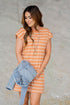 Striped Pocket Accented Tee Dress