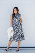 Speckled Floral Ruffle Midi Dress
