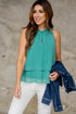 Spotted Cinched Neck Layered Tank
