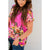 Hot Pink Floral Patterned Tee - Betsey's Boutique Shop - Shirts & Tops