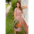 Vertical Striped Short Sleeve Midi Dress