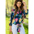 3/4 Cinched Sleeve Floral Bottom Tie Blouse - Betsey's Boutique Shop - Shirts & Tops