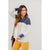 Solid Shoulder Striped Cowl Neck Sweatshirt - Betsey's Boutique Shop - Shirts & Tops
