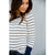 Solid Trimmed Dual Striped Long Sleeve Tee - Betsey's Boutique Shop - Shirts & Tops