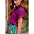 V-Neck Cuff Sleeve Relaxed Fit Blouse - Betsey's Boutique Shop - Shirts & Tops