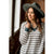 Striped Colored Trim V-Neck Sweater Tee - Betsey's Boutique Shop - Outerwear
