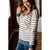 Striped Colored Trim V-Neck Sweater Tee - Betsey's Boutique Shop - Outerwear
