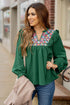 Embroidered Top Flutter Blouse