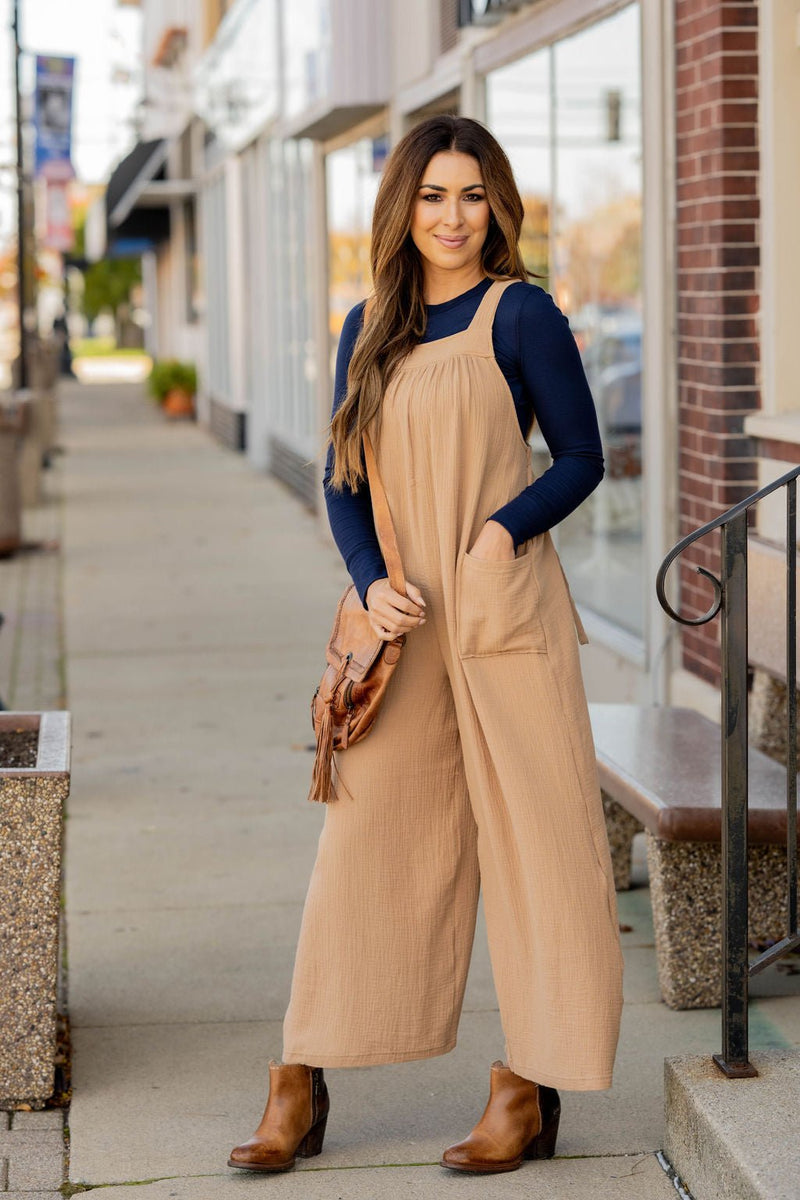 Tie Back Jumpsuit Gauze Overalls Betsey's Boutique Shop