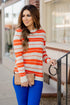 Mixed Stripes Ribbed Trim Sweater