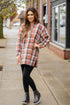 Plaid Button Accented Tunic