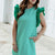 Striped Ruched Ruffle Solid Trim Dress