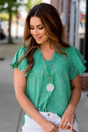 Micro Dots Ruffle Accented Blouse - Betsey's Boutique Shop -