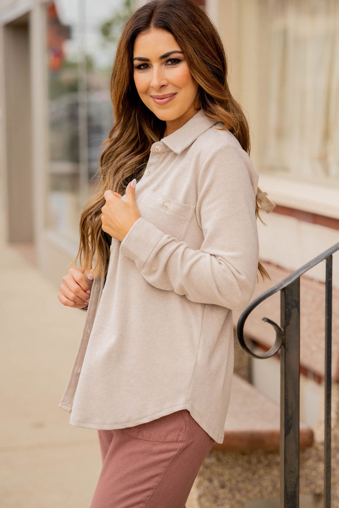 Heathered Lightweight Everyday Shacket - Betsey's Boutique Shop