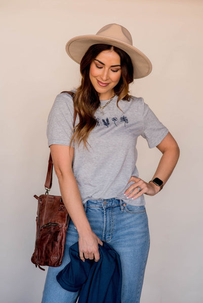 Heathered Stitched Greenery Graphic Tee