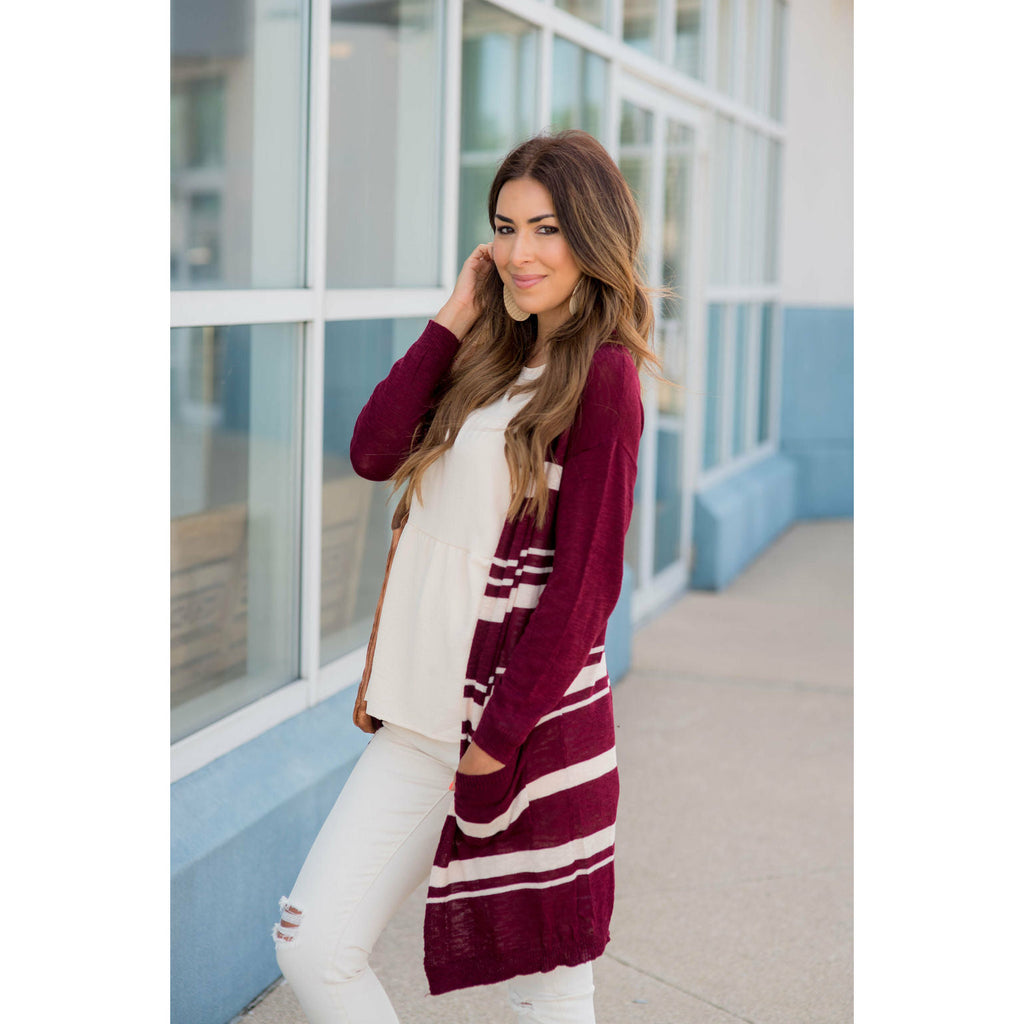 Striped Tunic Cardigan - Betsey's Boutique Shop