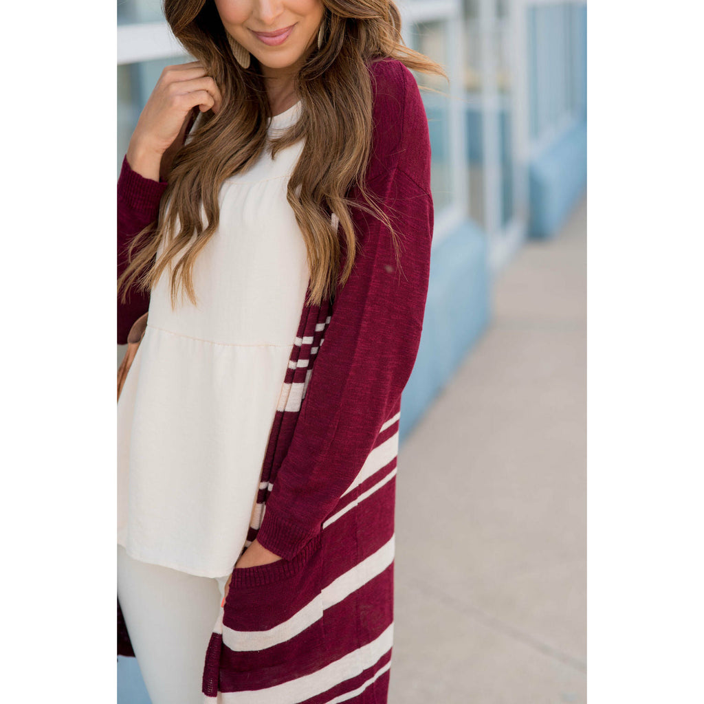 Striped Tunic Cardigan - Betsey's Boutique Shop