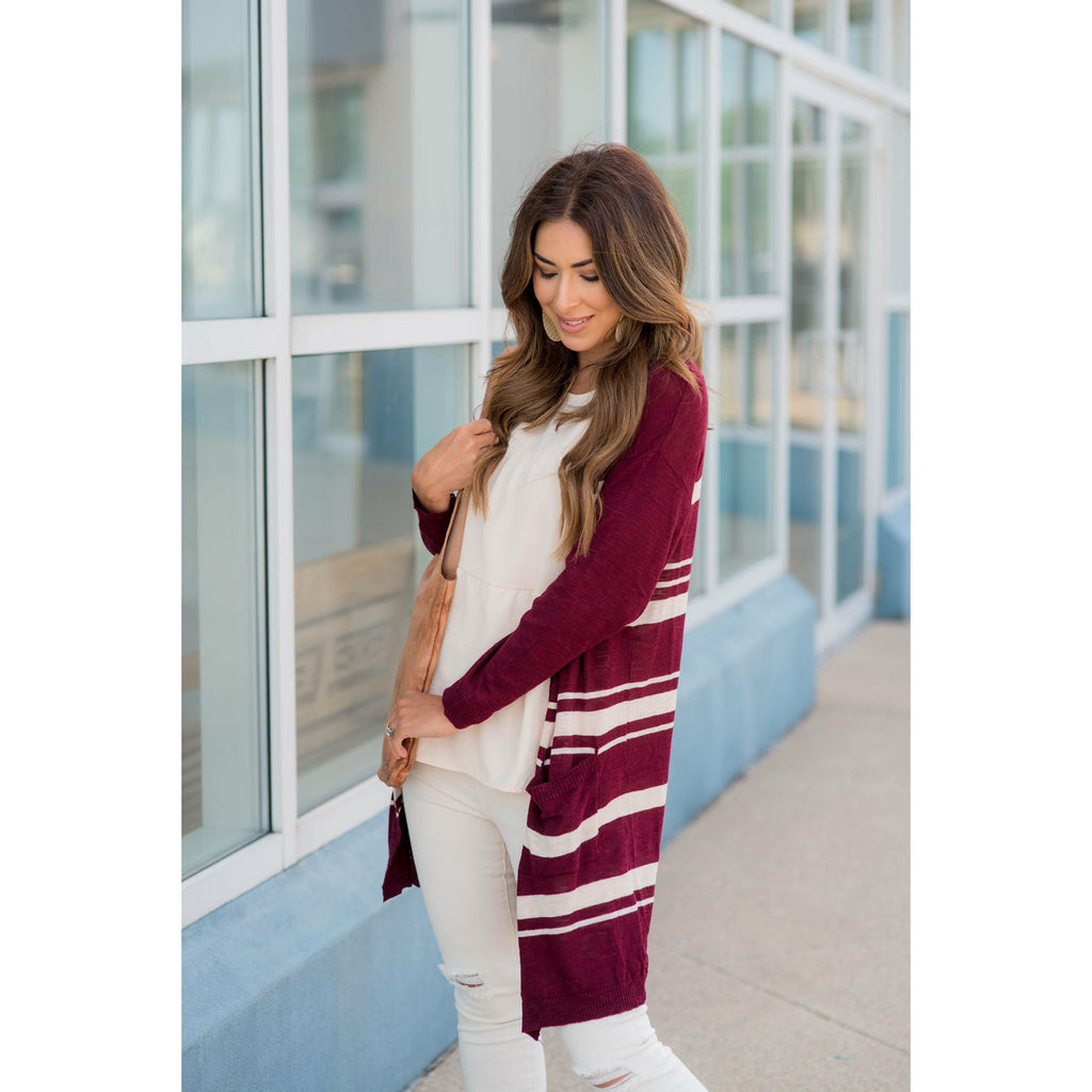 Striped Tunic Cardigan - Betsey's Boutique Shop