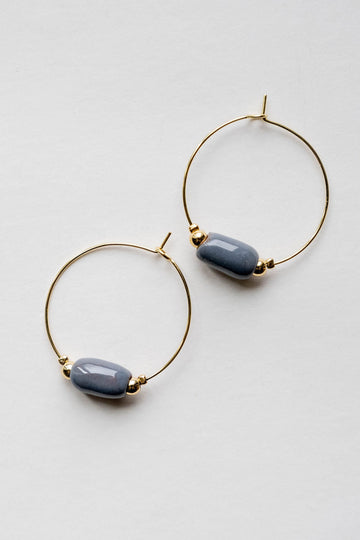 Bel Koz Oval Bead Hoop Earring