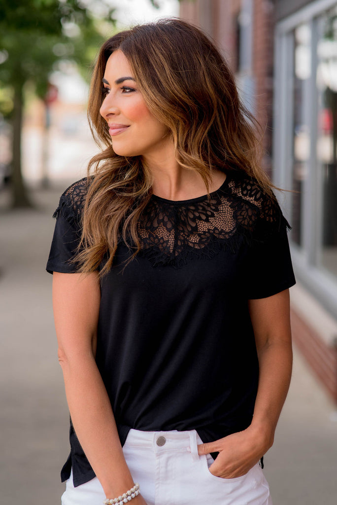 Delicate Lace Top Tee - Betsey's Boutique Shop