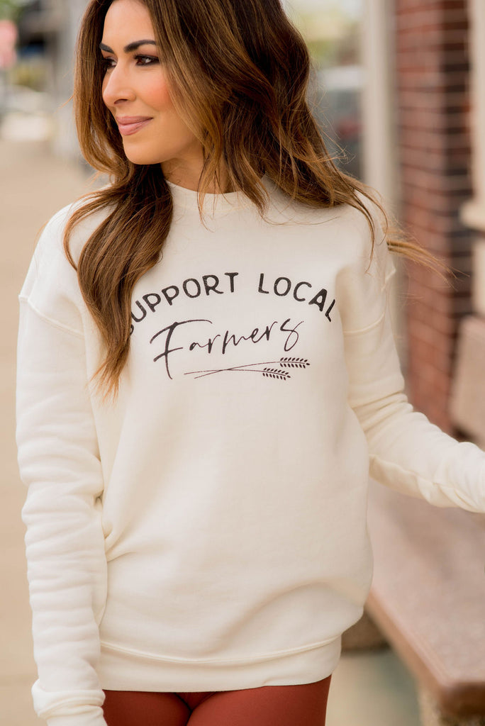 Support Local Farmers Wheat Crewneck - Betsey's Boutique Shop