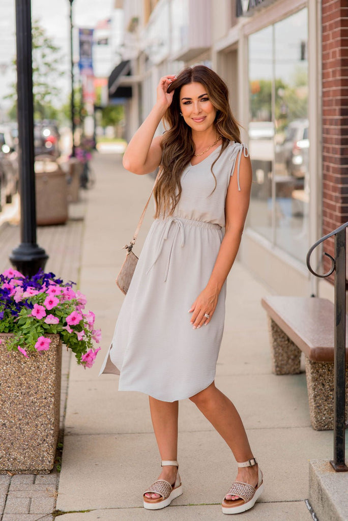 Simple Tie Strap Midi Dress - Betsey's Boutique Shop -