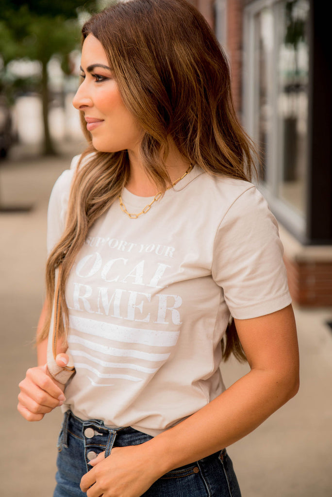 Support Your Local Farmer Underlined Graphic Tee - Betsey's Boutique Shop -