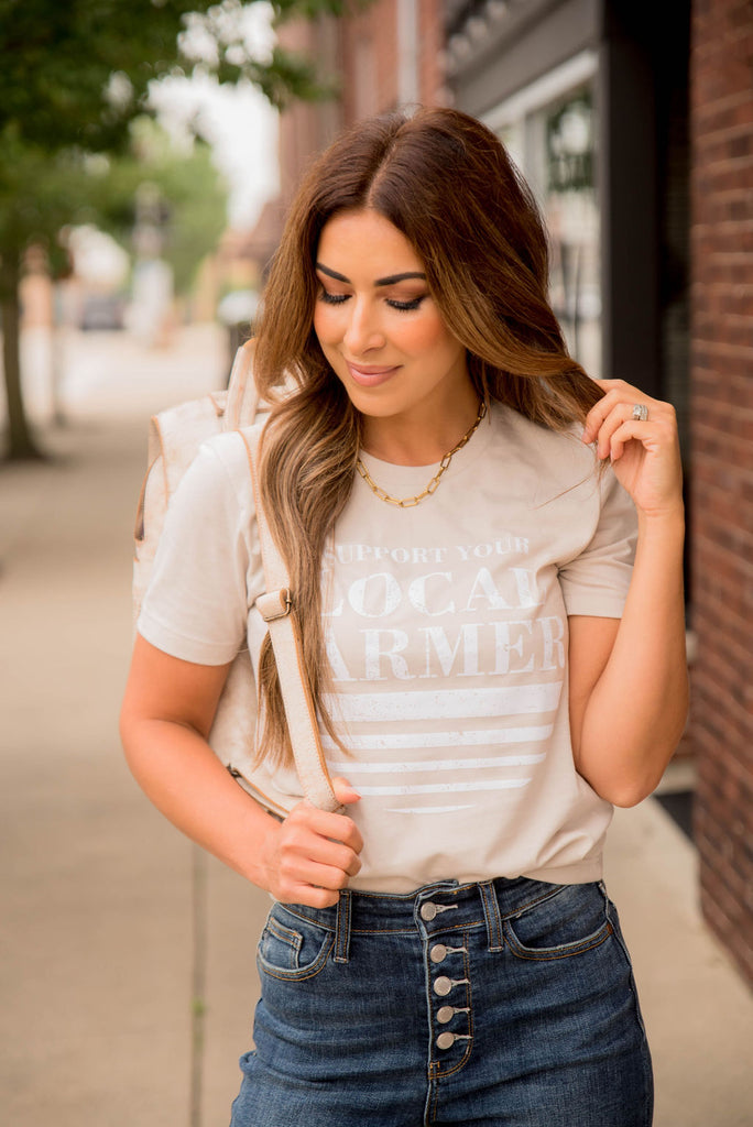 Support Your Local Farmer Underlined Graphic Tee - Betsey's Boutique Shop -