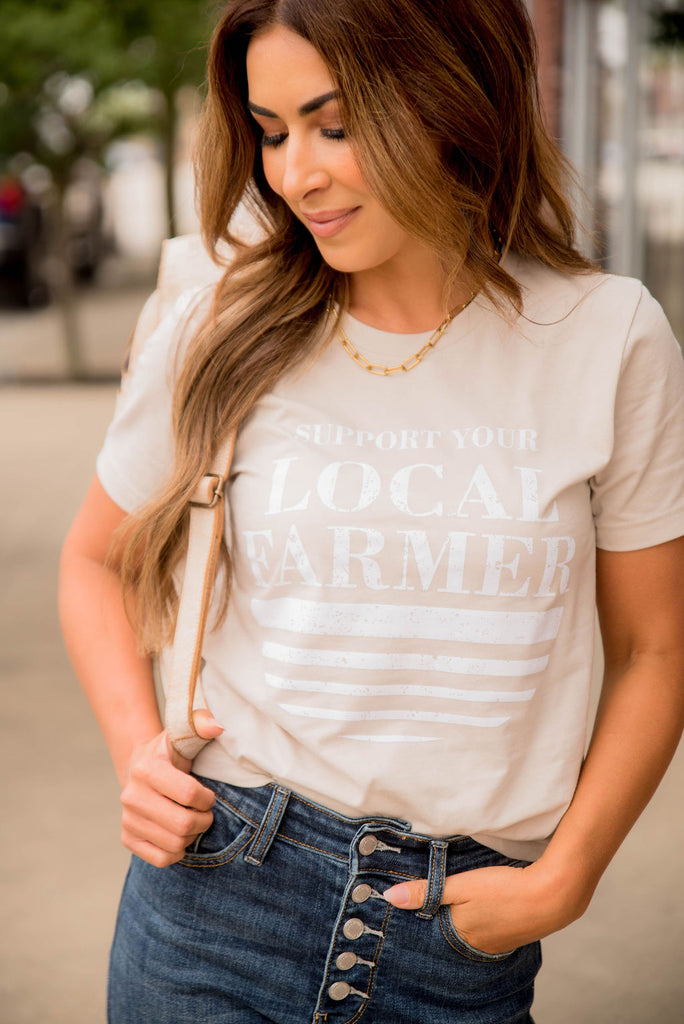 Support Your Local Farmer Underlined Graphic Tee - Betsey's Boutique Shop -