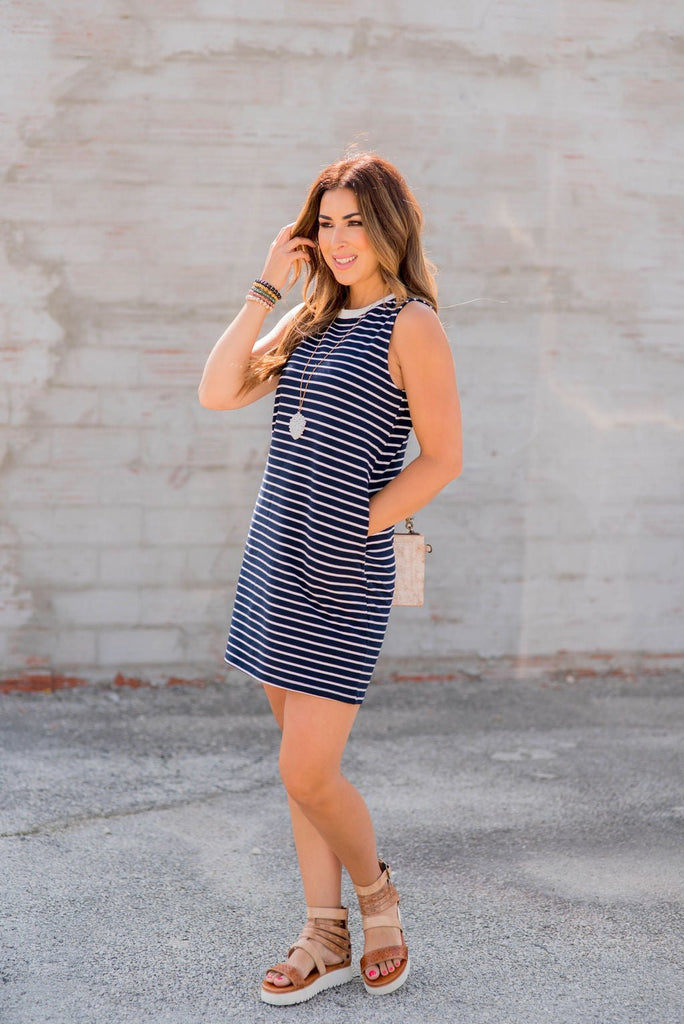 Simple Striped Tank Dress - Betsey's Boutique Shop -