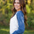 Waffle Raglan Ivory & Blue Split Neck Top