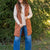 Quilted Layers Rust Hooded Long Vest
