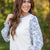 Floral Sleeves Blue & Ivory Knit Top