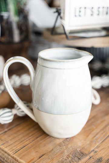 White Glazed Stoneware Pitcher