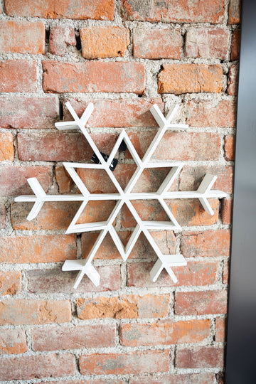 White Wash Wooden Snowflake