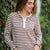 Sweet Stripe Ruffle Henley Blouse