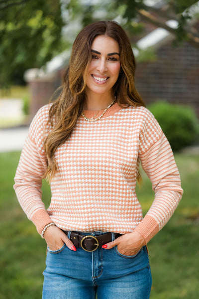 Mixed Knit Style Sweater