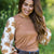 Abstract Brushed Floral Sleeve Blouse