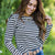 Striped Ruffle Shoulder Long Sleeve Tee