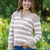 Striped Stitched Trim Collared Sweater