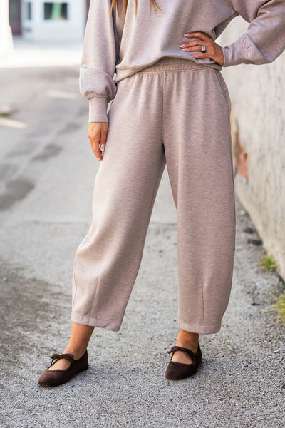 Made to Move Taupe Scuba Barrel Pants