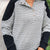 Contrast Detail Ivory Striped Snap Pullover