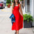 A Moment in Red Smocked Ruffle Midi Dress