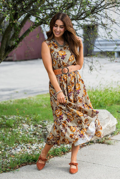 Garden Story Olive Floral Midi Dress